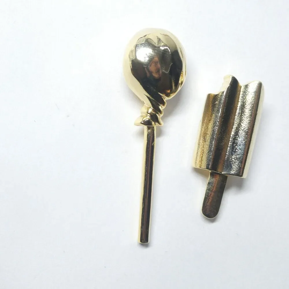 Lollipop & Popsicle Pins Goldtone Metal Vintage